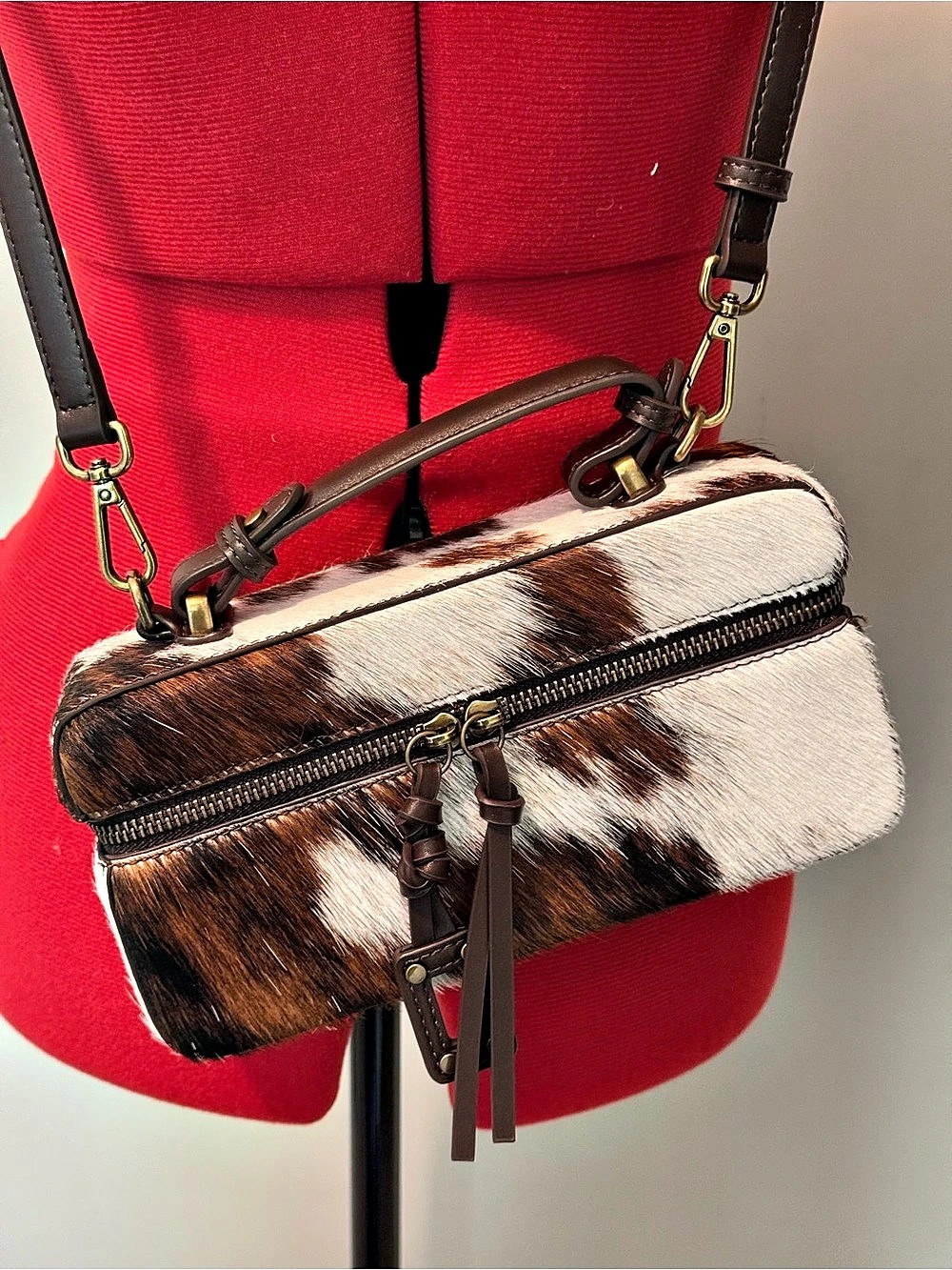 Urban Revivo Cow Print Crossbody Bag in Brown & White Like New